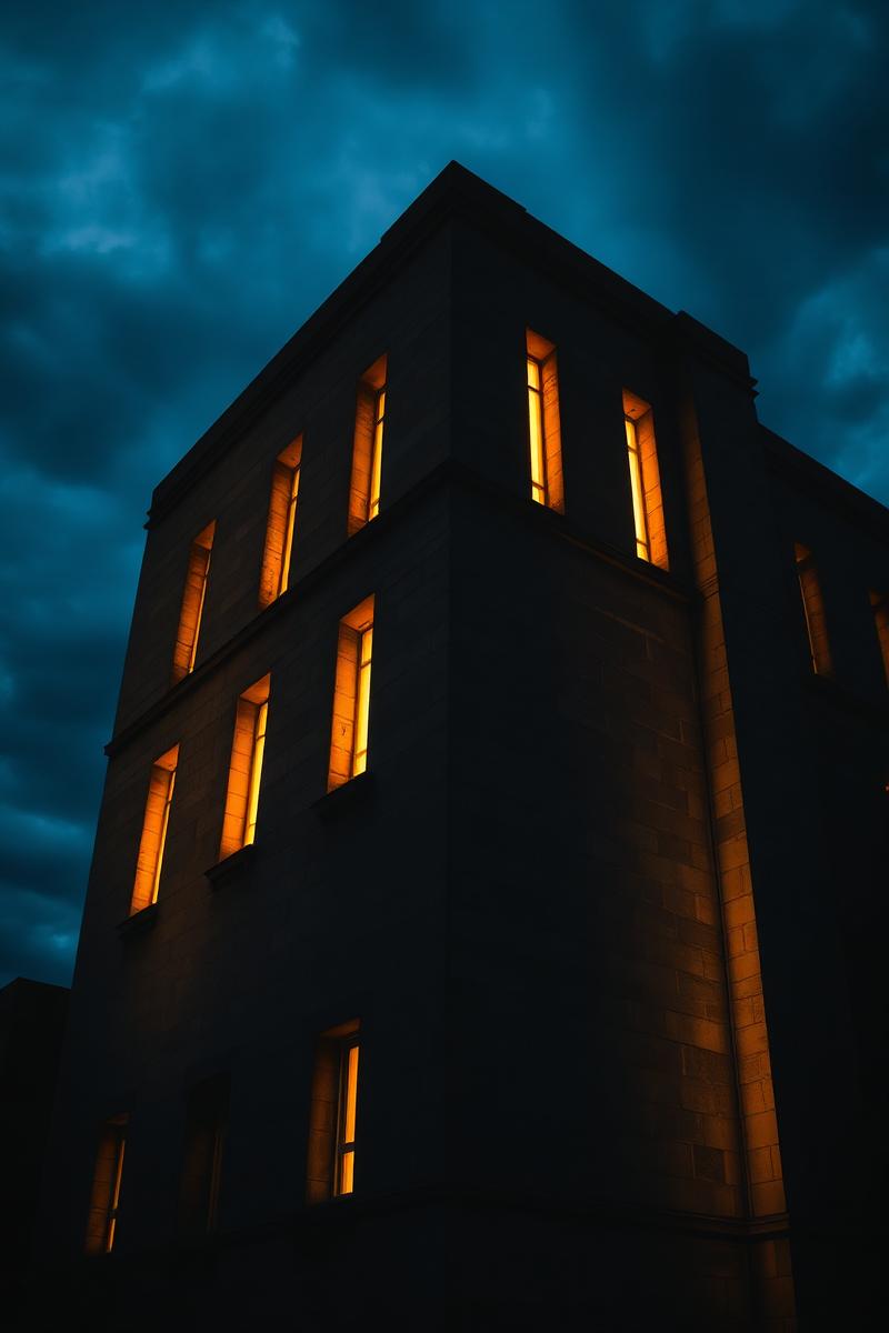 Institutional architecture at dusk